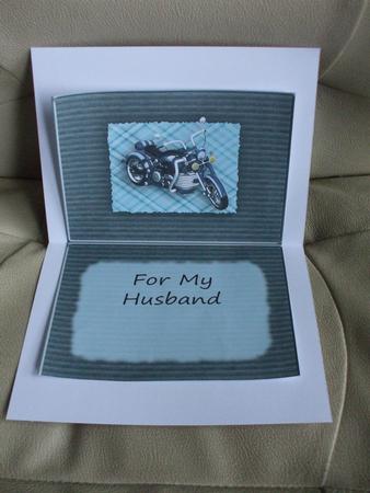 Blue Motor Bike for My Husband Insert by Sharon Scott