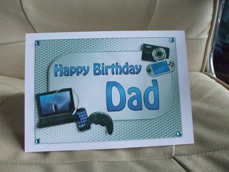 5x7 Birthday Dad Gadgets N Gizmos 3D Decoupage by Sharon Scott
