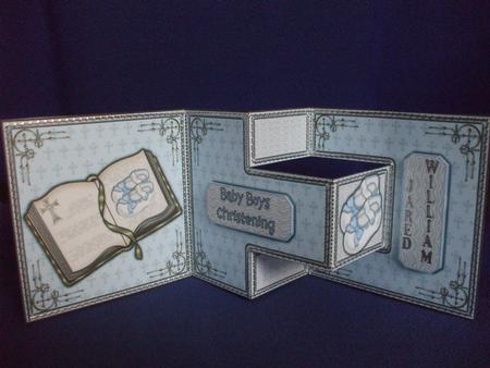 Boys Christening T-step Tri Fold by Sharon Scott