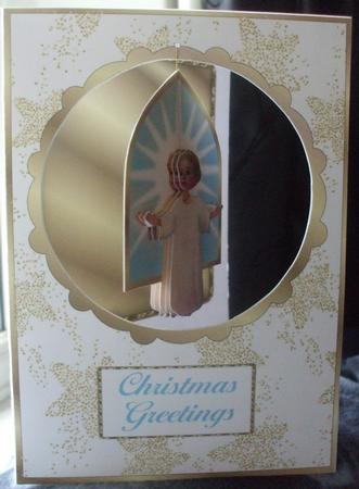 Little Christmas Angel - Dangler Card with Decoupage by Sharon Scott