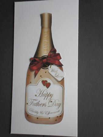 Large Dl Fathers Day Champagne Bottle Shaped Card by Sharon Stainforth