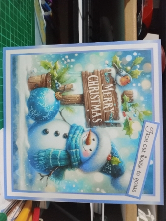 blue christmas snowman 1 by Sharon Stinson