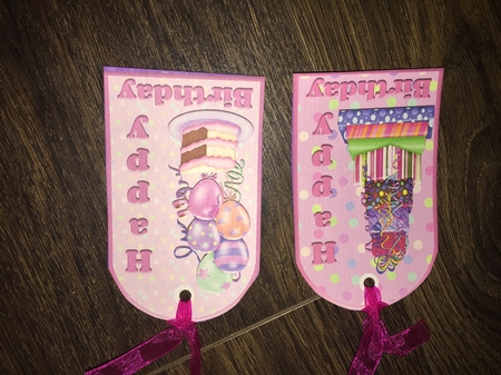 8 Birthday Cake / Presents Gift Tags Pink or Blue by Sharon Wilson