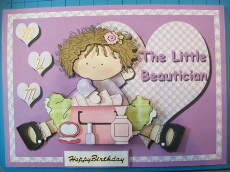 Little Beautician Card Front and Decouapge by Sharon Davies