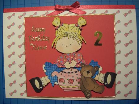 Cute Girl & Teddy. Bow Backing Paper & Decoupage by Sharon Davies