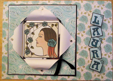 NOUVEAU ROSE - 4 Pretty Nouveau Rose Toppers - Turquoise by Sharon Duncan