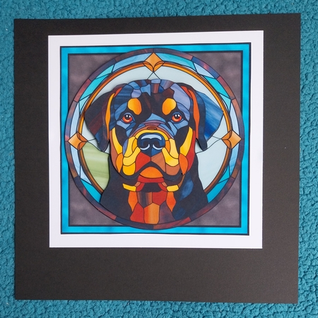 Stained Glass Dog Portrait - Rottweiler by Sharron Hylton