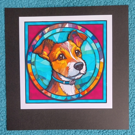 Stained Glass Dog Portrait - Jack Russell by Sharron Hylton