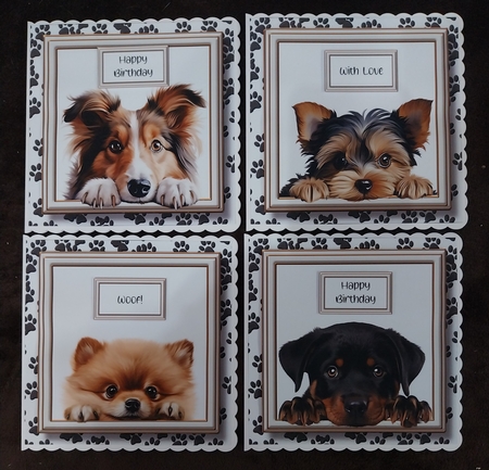 Peeking Dogs Set 4 Multi Topper Kit by Sharron Hylton