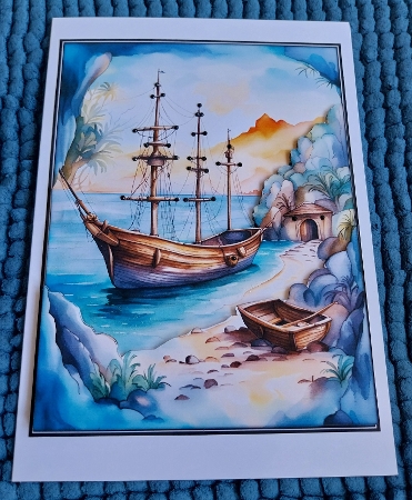 Watercolour Secret Sea Cove A4 by Sharron Hylton