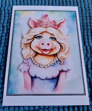 Watercolour Miss Piggy A4 by Sharron Hylton