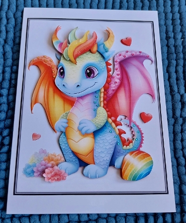 Cute Rainbow Dragon A4 by Sharron Hylton