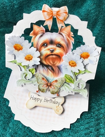 Give the Dog a Bone 3 Shaped Easel Card by Sharron Hylton