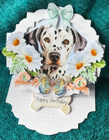 Give the Dog a Bone 11 Shaped Easel Card by Sharron Hylton