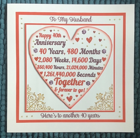 40th Ruby Anniversary to my husband 7 x 7 Card  by Sharron Hylton