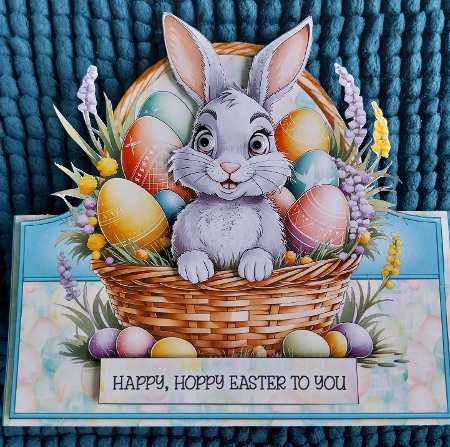 Easter Bunny Basket Tent Card-2 by Sharron Hylton