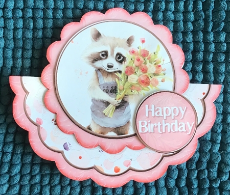 Whimsey Raccoon - Scalloped Rocker Card - Mini Kit by Sharron Hylton