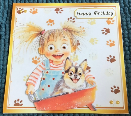 Cartoon Girl With Puppy Paw Prints 8x8 (TWO) by Sharron Hylton