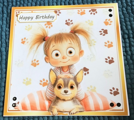 Cartoon Girl With Puppy Paw Prints 8x8 (SIX) by Sharron Hylton