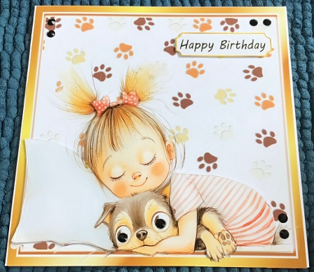 Cartoon Girl With Puppy Paw Prints 8x8 (EIGHT) by Sharron Hylton