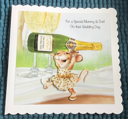 Mrs Champagne Mouse 7x7 Quick Card by Sharron Hylton
