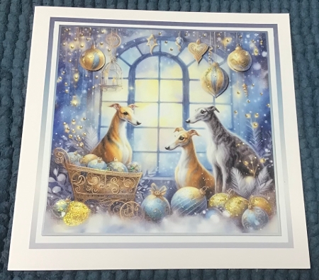 christmas dogs/animal windows 5 greyhounds 1 by Sharron Hylton