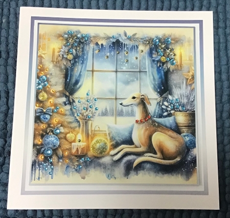 christmas dogs/animal windows 6 greyhounds 2 by Sharron Hylton