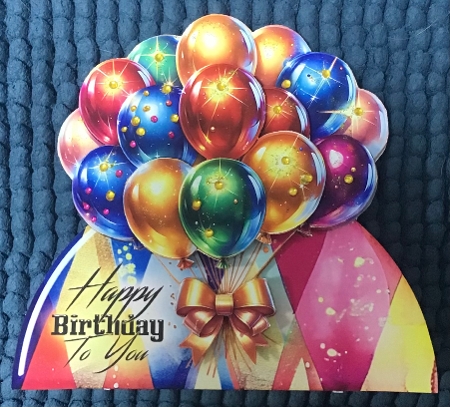 Happy Birthday Balloons Tent Card by Sharron Hylton
