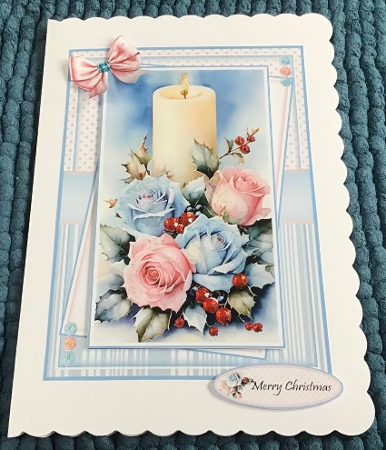 Pastel Christmas Roses Mini Kit With Set Of 3 Card Fronts by Sharron Hylton