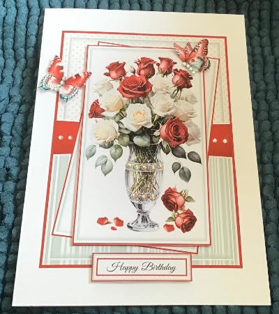 Red Rose Bouquet Mini Kit With Set Of 3 Card Fronts by Sharron Hylton