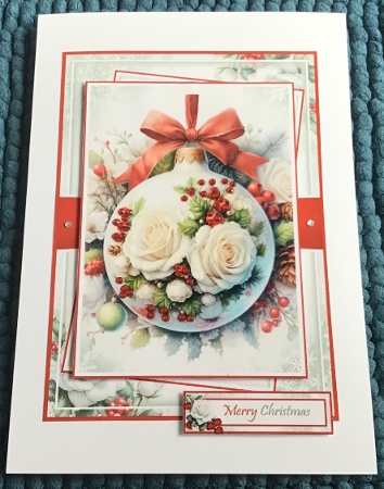Rose Christmas Bauble With 3 Toppers - Makes 3 Cards by Sharron Hylton