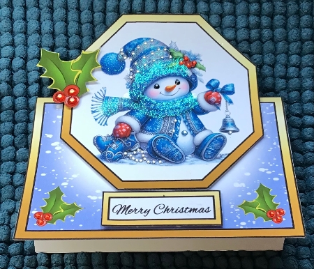 Octagon tent Cute blue snowman by Sharron Hylton
