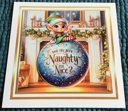 A taste of christmas Elf naughty or nice bauble 1 by Sharron Hylton