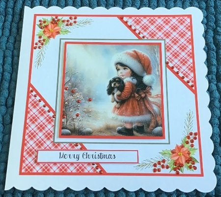 Christmas Girls and their Puppies by Sharron Hylton