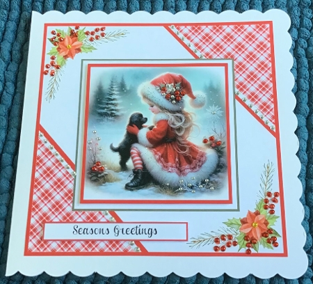 Christmas Girls and their Puppies by Sharron Hylton