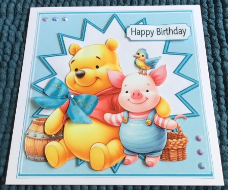 Lovely Pooh Bear With Piglet 8x8 Card Front by Sharron Hylton