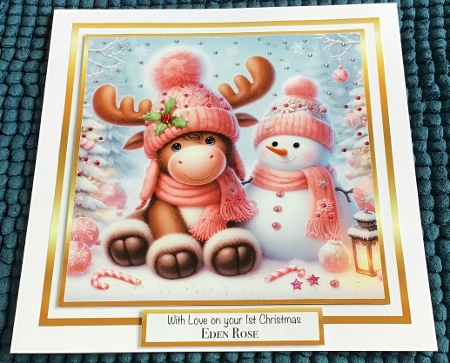 card fronts and tag/topper 16 pink moose by Sharron Hylton