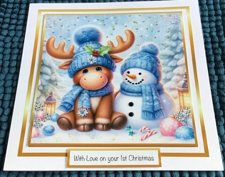 card fronts and tag/topper 17 blue moose by Sharron Hylton
