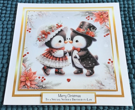card fronts and tag/topper 19 penguin kiss by Sharron Hylton