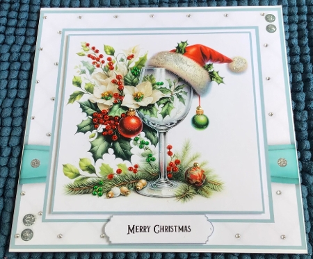 Christmas Wine Glasses - 8x8 Card Fronts by Sharron Hylton