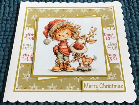 Boy With His Reindeer Mini Kit 7x7 by Sharron Hylton