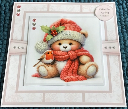 Christmas Teddy Greetings - 8x8 Card Fronts by Sharron Hylton