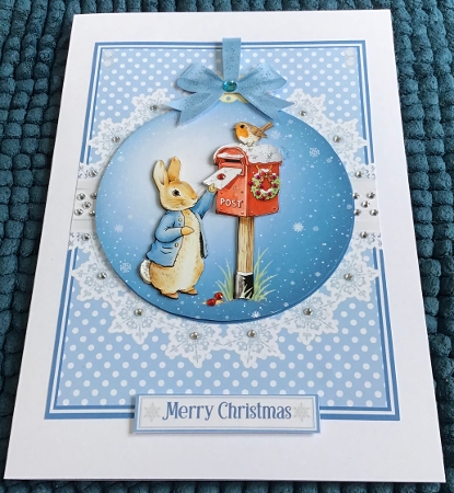 CHRISTMAS RABBIT BAUBLES 6x6 5x7 by Sharron Hylton