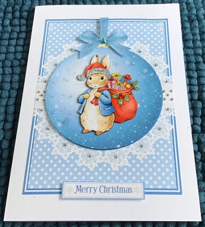 CHRISTMAS RABBIT BAUBLES 6x6 5x7 by Sharron Hylton