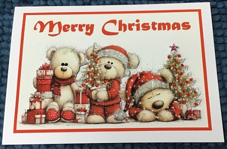 Christmas Teddy Bears A5 Card by Sharron Hylton