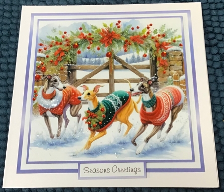 greyhounds at christmas by Sharron Hylton