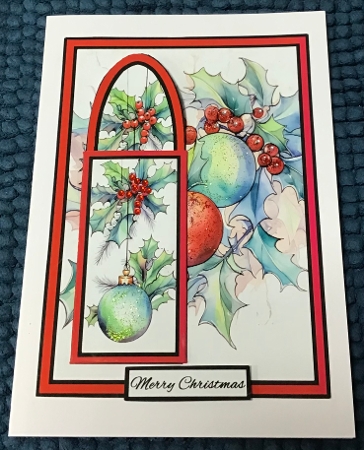 Bookmark card Holly & baubles by Sharron Hylton