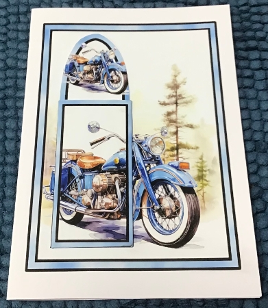 Bookmark Card blue motorbike by Sharron Hylton