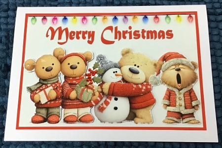 Cute Christmas Teddy Bears A5 Card by Sharron Hylton