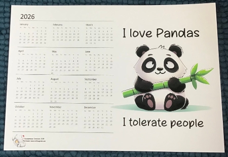 2026 calendar I Love Pandas by Sharron Hylton